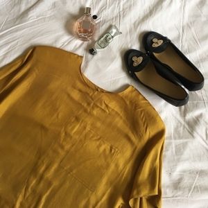 YARD SALE Lord & Taylor 100% Silk Gold Blouse
